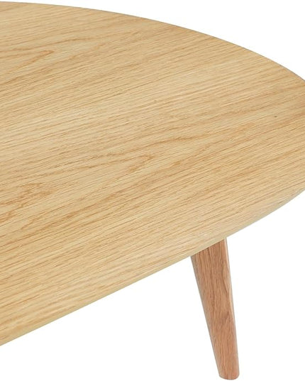 FIRMINANA Mid Century Modern Coffee Table,Large Oval Coffee Table for Living Room,Oval Small Mangotop Coffee Table for Small Spaces Nature Wood-47.3" W x23.63 D x 17.72" H - LeafyLoom