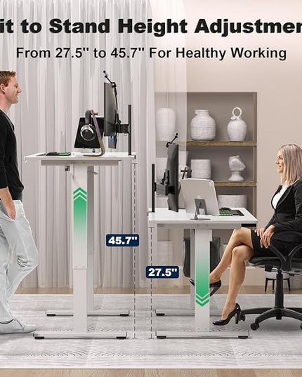 Electric Standing Desk Height Adjustable - 40 x 24 Inches Sit Stand up Desk & Memory Preset Ergonomic Rising Desks for Work, Home Office Workstation Gaming Rising Desk Study Table - LeafyLoom