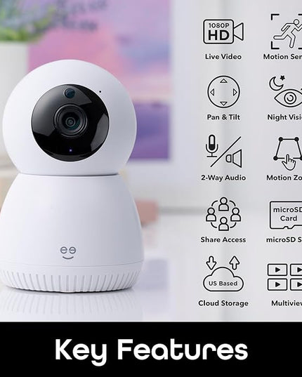 Scope indoor 1080p HD Smart Auto-Tracking Security Camera, White, Motion Only Geeni