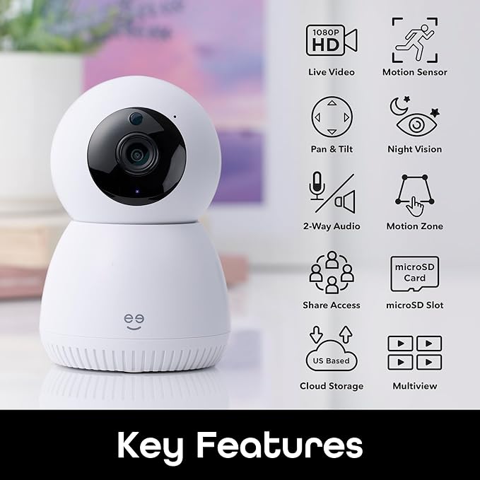 Scope indoor 1080p HD Smart Auto-Tracking Security Camera, White, Motion Only Geeni