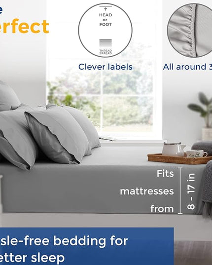 THREAD SPREAD Striped Egyptian Cotton Sheets Twin XL Size - 600 Thread Count 3 PC Damask Twin XL Sheets Deep Pockets, Sateen Weave College Dorm Bedding Twin XL, Fits Mattress upto 18" - Navy Blue - LeafyLoom