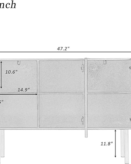 Modern Simple Sideboard with Particle Board & MDF,Luxury Style Buffet Cabinet,W/Gold Metal Legs and Handles,Adjustable Shelves,for Kitchen,Dining Room,White, 47.2" - LeafyLoom
