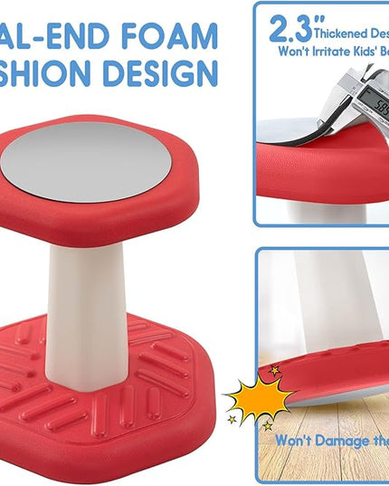 Kids Wobble Stool Chair Seat, Wiggle Stool Chair Flexible Seating for Preschool & Elementary Classroom, Improves Focus, Posture & ADD ADHD Chair, Ages 3-8 - LeafyLoom