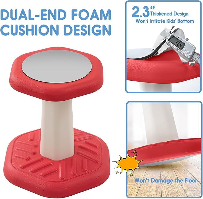 Kids Wobble Stool Chair Seat, Wiggle Stool Chair Flexible Seating for Preschool & Elementary Classroom, Improves Focus, Posture & ADD ADHD Chair, Ages 3-8 - LeafyLoom