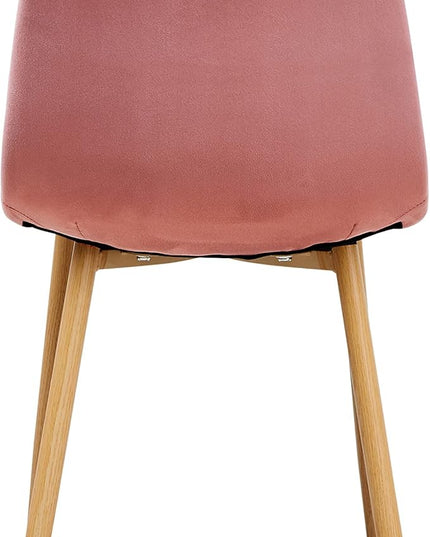 FurnitureR Dining Chairs Set of 4, Velvet Dining Room Seating Upholstered Armless Kitchen Chairs, Side Chair Mid-back with Metal Legs for Living Room Bedroom Home Office, Rose - LeafyLoom
