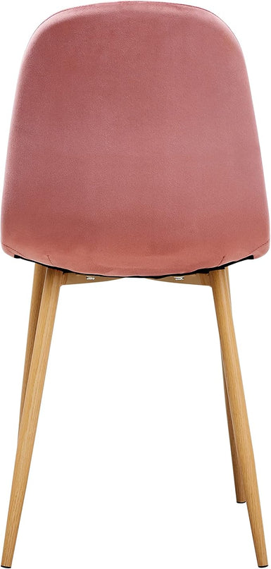 FurnitureR Dining Chairs Set of 4, Velvet Dining Room Seating Upholstered Armless Kitchen Chairs, Side Chair Mid-back with Metal Legs for Living Room Bedroom Home Office, Rose - LeafyLoom
