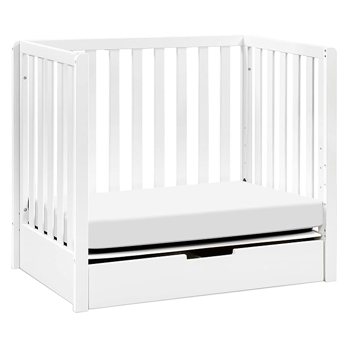Carter's by DaVinci Colby 4-in-1 Convertible Mini Crib with Trundle Drawer in White, Greenguard Gold Certified, Undercrib Storage - LeafyLoom
