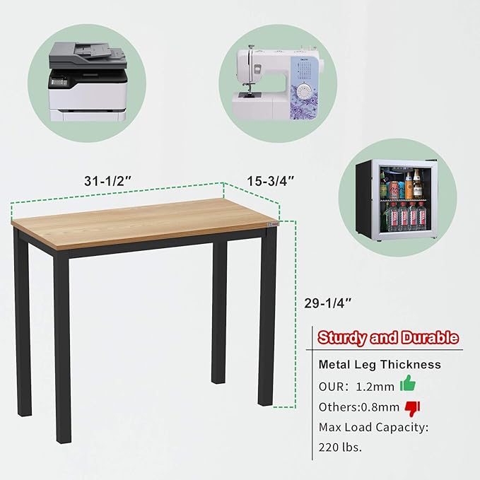 Need Small Computer Desk 31-1/2'' Sturdy and Heavy Duty Writing Desk for Small Spaces and Small Desk Study Table Laptop Desk- AC3BB-80-40 - LeafyLoom
