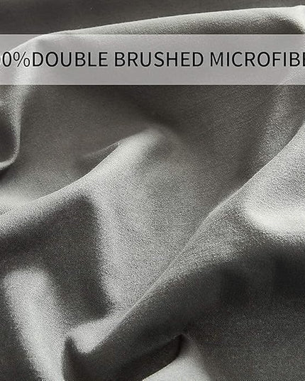 Bed Sheet Set - Brushed Microfiber Bedding - Bedding Sheets & Pillowcases - Deep Pockets - Easy Fit - Breathable & Cooling Sheets - 4 Piece King Dark Gray - LeafyLoom