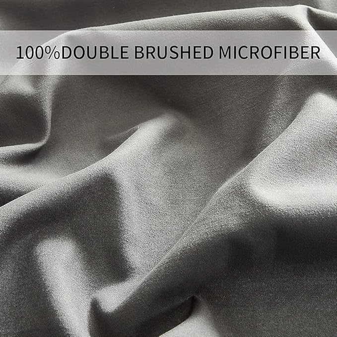 Bed Sheet Set - Brushed Microfiber Bedding - Bedding Sheets & Pillowcases - Deep Pockets - Easy Fit - Breathable & Cooling Sheets - 4 Piece King Dark Gray - LeafyLoom