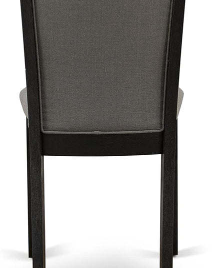 East West Furniture Dublin 3 Piece Set Contains a Round Dining Room Table with Dropleaf and 2 Dark Gotham Grey Linen Fabric Upholstered Chairs, 42x42 Inch, Wirebrushed Black - LeafyLoom