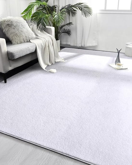 Area Rugs for Bedroom Living Room, 6x9 White Super Soft Comfy Thickened Memory-Foam Indoor Carpets, Modern Aesthetic Minimalist Carpet for Boys Girls Adults Apartment Nursery Home Décor - LeafyLoom