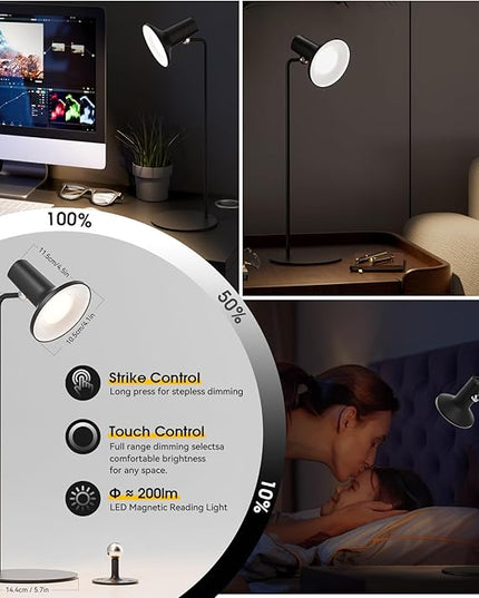 LED Cordless Desk Lamp,2600mAh RechargeableTable Lamp with USB Port,Metal Material,Versatile/3 Color Temperatures/360° Rotation/Memory Function,Reading Light for Office Home Bedside(Black) - LeafyLoom