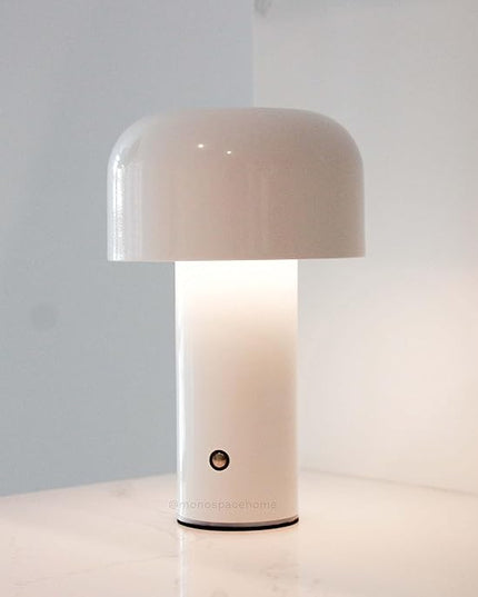 Monospace Mushroom Lamp | Minimalist Lamp (White) | Modern Metal Table Lamp | LED Bedside Lamp | 3 Color Settings - LeafyLoom