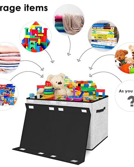 homyfort Large Toy Box Storage Chest for Girls Kids,Collapsible Toy Bin Organizer Basket with Lids for Blanket,Toys,Toddler,Nursery,Playroom (White) - LeafyLoom