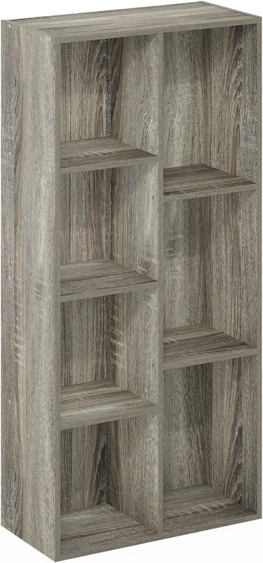 Furinno Luder 7-Cube Reversible Open Shelf, French Oak - LeafyLoom