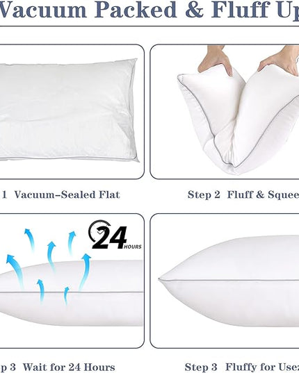 Bed Pillows for Sleeping 2 Pack - King Size Cooling Pillows Set of 2 for Side Back and Stomach Sleepers, Down Alternative Filling Luxury Soft Supportive Plush Pillows - LeafyLoom