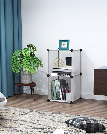 C&AHOME Cube Storage, 2-Cube Organizer Unit, Plastic Closet Storage Shelf, DIY Bookshelf, Modular Bookcase, Cabinet Ideal for Bedroom, Living Room, Office, 12.4" L x 12.4" W x 24.8" H White SBTM3002A - LeafyLoom