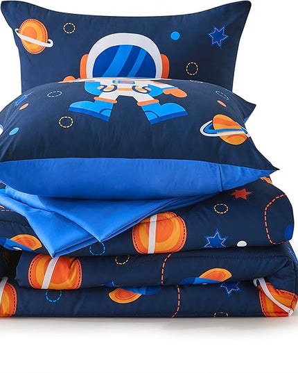 Space Navy Twin XL Comforter Sets for Boys Girls Kids Teen 5 Pieces Bed in a Bag Galaxy Astronaut Comforter with Sheet Sets Dorm Bedding Set - LeafyLoom