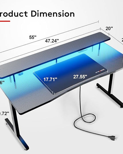 GTRACING GTP210-RGB Gaming desk, 55 inch, RGB - LeafyLoom