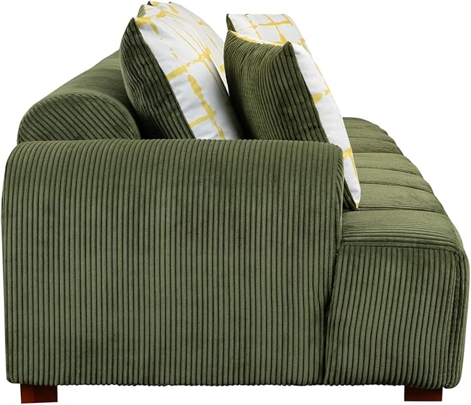Oversized 4 Seaters Corduroy Upholstery Modular Cloud Sectional Sofa Couch,Modern Living Room Deep Seat Upholstered TV Sofa&Couch with 4PCS Pillows and Rubber Wood Legs for Home Apartment - LeafyLoom