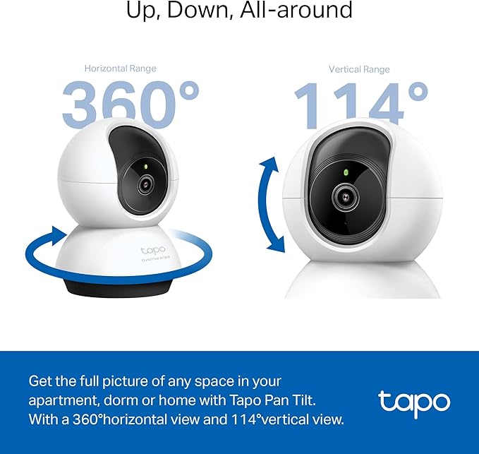 TP-Link Tapo 2K QHD Pan/Tilt Security Camera for Pet Camera, Baby Monitor, Motion Detection, Motion Tracking, 2-Way Audio, Night Vision, Cloud &SD Card Storage, Works w/Alexa & Google Home(Tapo C220) Tapo