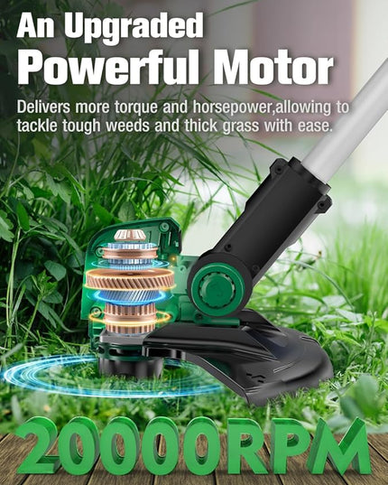 KIMO 4-in-1 Cordless Leaf Blower/Vacuum & String Trimmer/Weed Edger Combo Kit w/2x2.0 Battery & 10Pcs Spool Line, Variable Speed Trigger for Blowing/Vaccuming/Dusting/Clearing/Lawn Edging/Gardening - LeafyLoom
