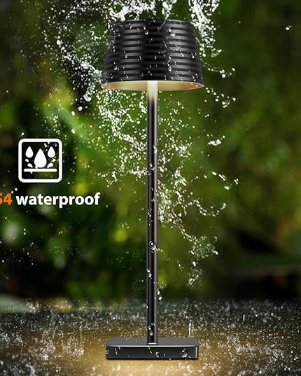 Rechargeable Cordless Table Lamp, Battery 5000mAh Metal Aluminum Housing USB LED Portable Powered Desk Lamp, 3 Levels Brightness Night Light for Restaurants Bars Outdoor (black) - LeafyLoom