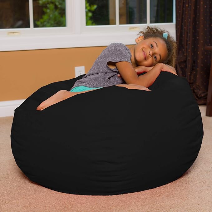 Posh Beanbags Bean Bag Chair, Large-38in, Solid Black - LeafyLoom