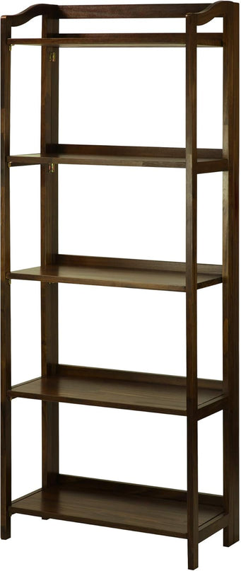 Casual Home Stratford 5-Shelf Folding Bookcase-Warm Brown - LeafyLoom
