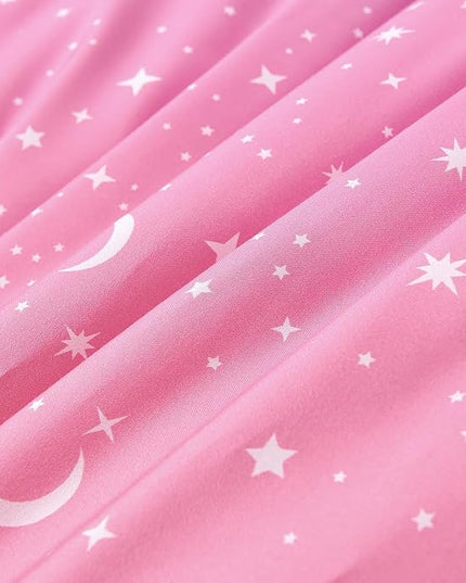 URBONUR 6 Pieces Full Size Comforter Set for Girls Moon Star Printed Bedding Set Gradient Pink Purple Blue, Soft Microfiber All Season Kids Bed Sets (Full Size, 6PCS) - LeafyLoom