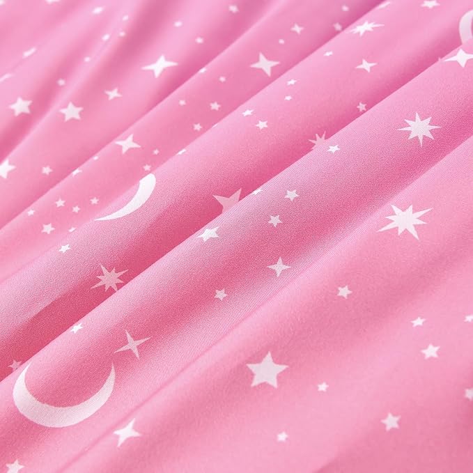 URBONUR 6 Pieces Full Size Comforter Set for Girls Moon Star Printed Bedding Set Gradient Pink Purple Blue, Soft Microfiber All Season Kids Bed Sets (Full Size, 6PCS) - LeafyLoom