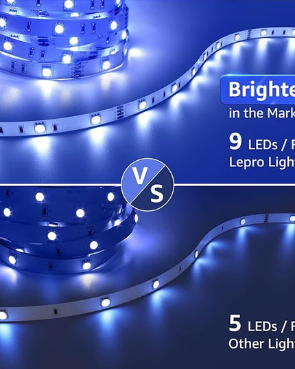 Lepro RGB LED Light Strips 32.8ft, Christmas Decorations, 5050 LED Color Changing Tape Light with 44 Key Remote and 12V Power Supply for Bedroom, TV Backlight, Kitchen, Bar Lepro