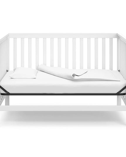 Storkcraft Hillcrest 4-in-1 Convertible Crib (White) - Converts to Daybed, Toddler Bed, and Full-Size Bed, Fits Standard Full-Size Crib Mattress, Adjustable Mattress Support Base - LeafyLoom