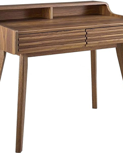 Modway Render Mid-Century Modern Writing Desk in Walnut - LeafyLoom