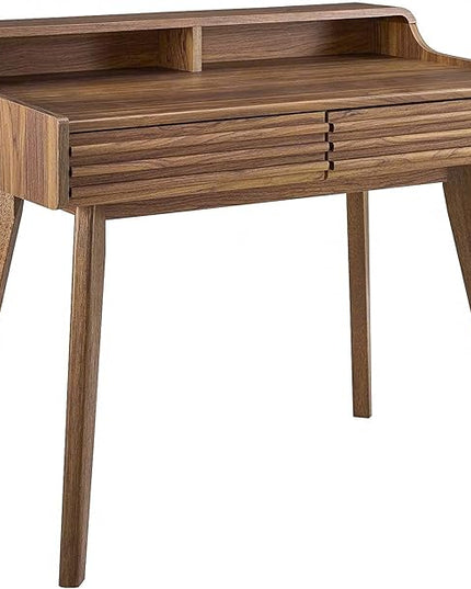 Modway Render Mid-Century Modern Writing Desk in Walnut - LeafyLoom