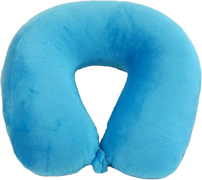 Adult Cozy Soft Microfiber Neck Pillow, Compact, Perfect for Plane or Car Travel, Light Blue - LeafyLoom
