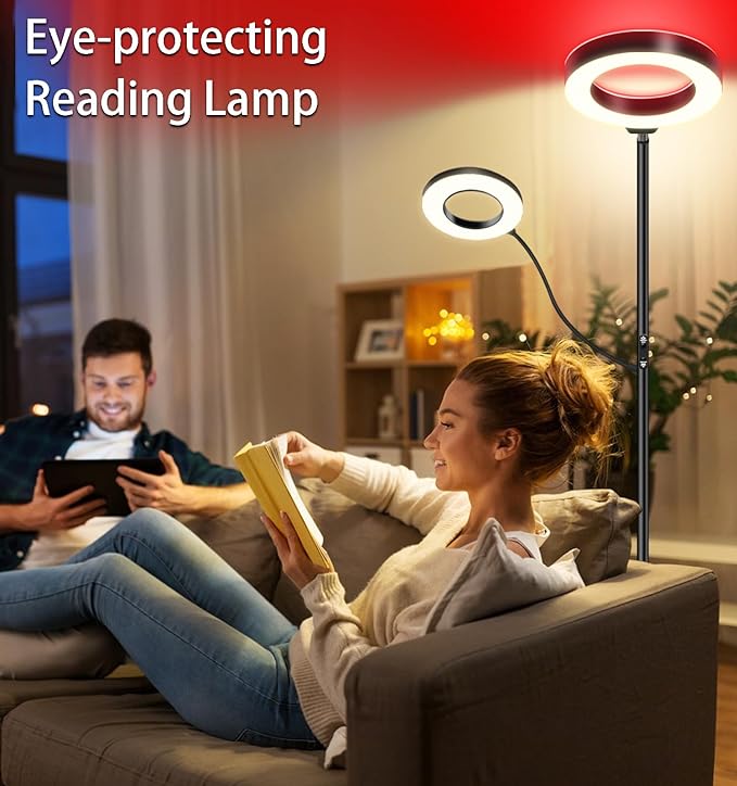 RGB Multicolour Modern Floor lamp Reading lamp Standing Sofa Lamps Lighting 7 Colors Changing Smart WiFi APP Remote Control for Bedroom Living Room Gaming Reading Learning Live Stream - LeafyLoom