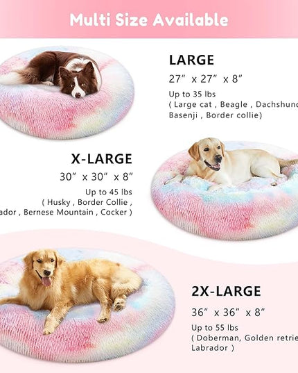WESTERN HOME WH Calming Dog & Cat Donut Cuddler, Anti-Anxiety Warming Cozy Soft Round Bed, Fluffy Faux Fur Plush Cushion for Small Medium Dogs and Cats WESTERNHOME