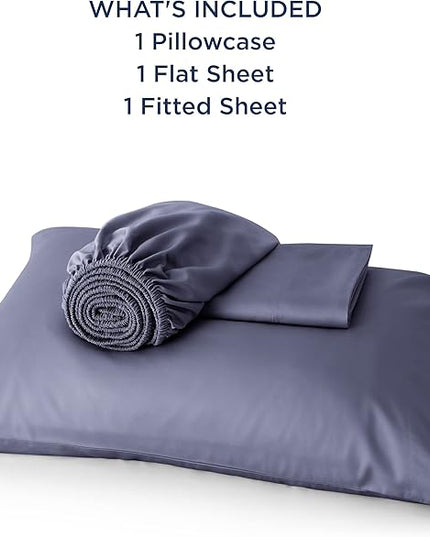 Bedsure Twin Sheets Set, Cooling Sheets Twin Size Bed Set, Rayon Derived from Bamboo, Twin Size Sheets, Breathable & Soft Bed Sheets, Hotel Luxury Silky Bedding Sheets & Pillowcases, Dark Grey - LeafyLoom