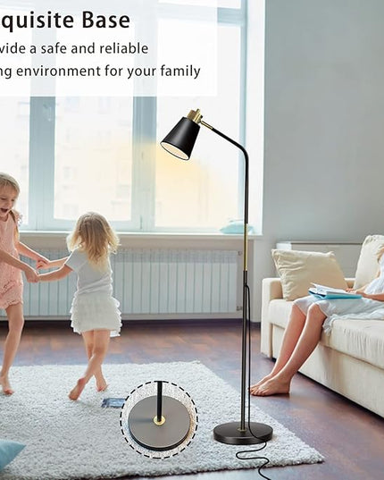 Floor Lamp, Dimmable Floor Lamps for Living Rooms & Bedrooms, Farmhouse Reading Lamp - Standing, Adjustable Metal Heads Indoor Task Lighting for Living Room Bedroom Office Home Décor (Black-01) - LeafyLoom