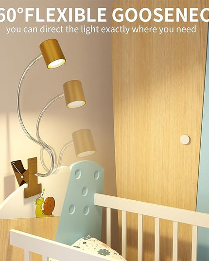 Dott Arts Desk Lamp,USB Clip On Light with 3 Color Modes,LED 10 Levels Brightness Reading Lamp, 360° Gooseneck Book Light,Eye-Care Reading Light for Home Office,Headboards Gold - LeafyLoom