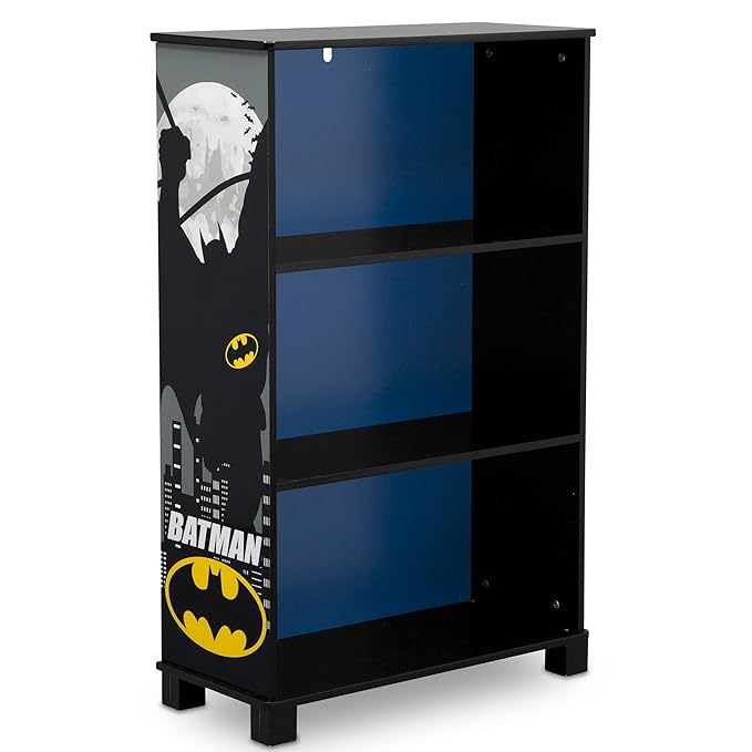 Delta Children Deluxe 3-Shelf Bookcase - Ideal for Books, Homeschooling & More, DC Comics Batman - Greenguard Gold Certified, Decor - LeafyLoom