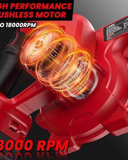 Cordless Leaf Blower for Milwaukee M18 Battery,Electric Jobsite Air Blower with Brushless Motor,6 Variable Speed Up to 180MPH,2-in-1 Handle Electric Blower and Vacuum Cleaner(Battery Not Included) - LeafyLoom