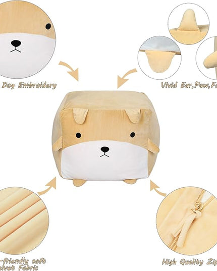 Cute Dog Toy Organizers and Storage for Boys and Girls, Gifts for Kids Bedroom Decor, Stuffed Animal Storage Bean Bag Chair Large Size 22x24 Inch Velvet Extra Soft, Cover ONLY - LeafyLoom
