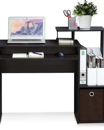 Furinno Econ Multipurpose Home Office Computer Writing Desk, regular, Dark Walnut - LeafyLoom