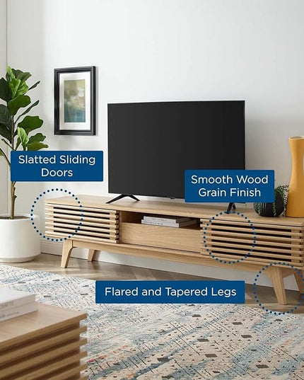 Modway Render Mid-Century Modern Low Profile 70 Inch TV Stand in Oak, 70" - LeafyLoom