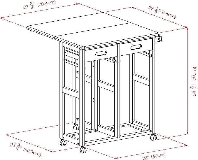 Winsome Suzanne 3-PC Set Space Saver Kitchen, Coffee Finish, 29.61x29.13x32.76 - LeafyLoom