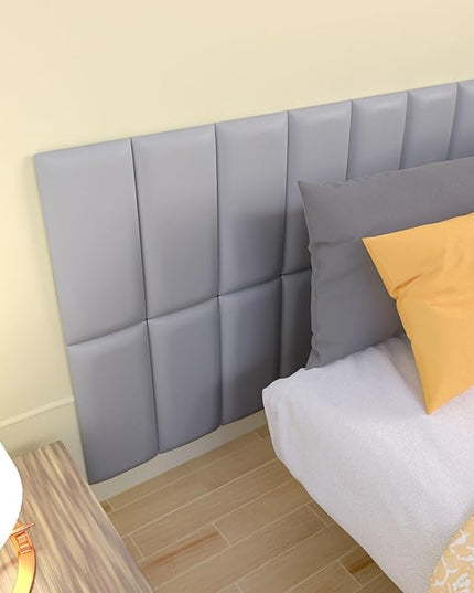Peel and Stick Headboard Grey Upholstered Wall Panels, 10 Panels Sized 7.8" x 15.7", 3D Anti-Collision Soundproof Self-Adhesive Wall Panel for Bedroom，Living Room - LeafyLoom