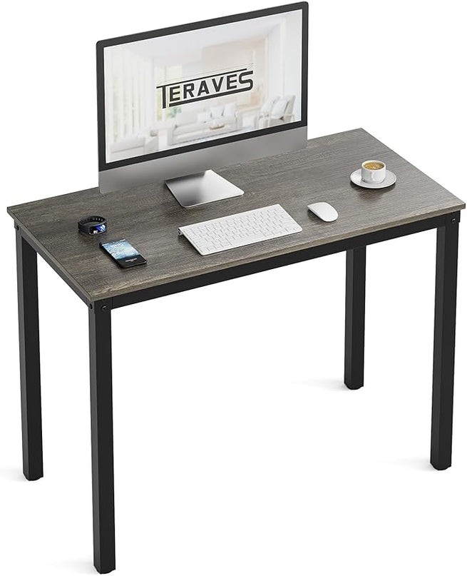 Teraves Computer desk/Dining Table Office Desk Sturdy Writing Workstation for Home Office (39.37“, Black Oak) - LeafyLoom